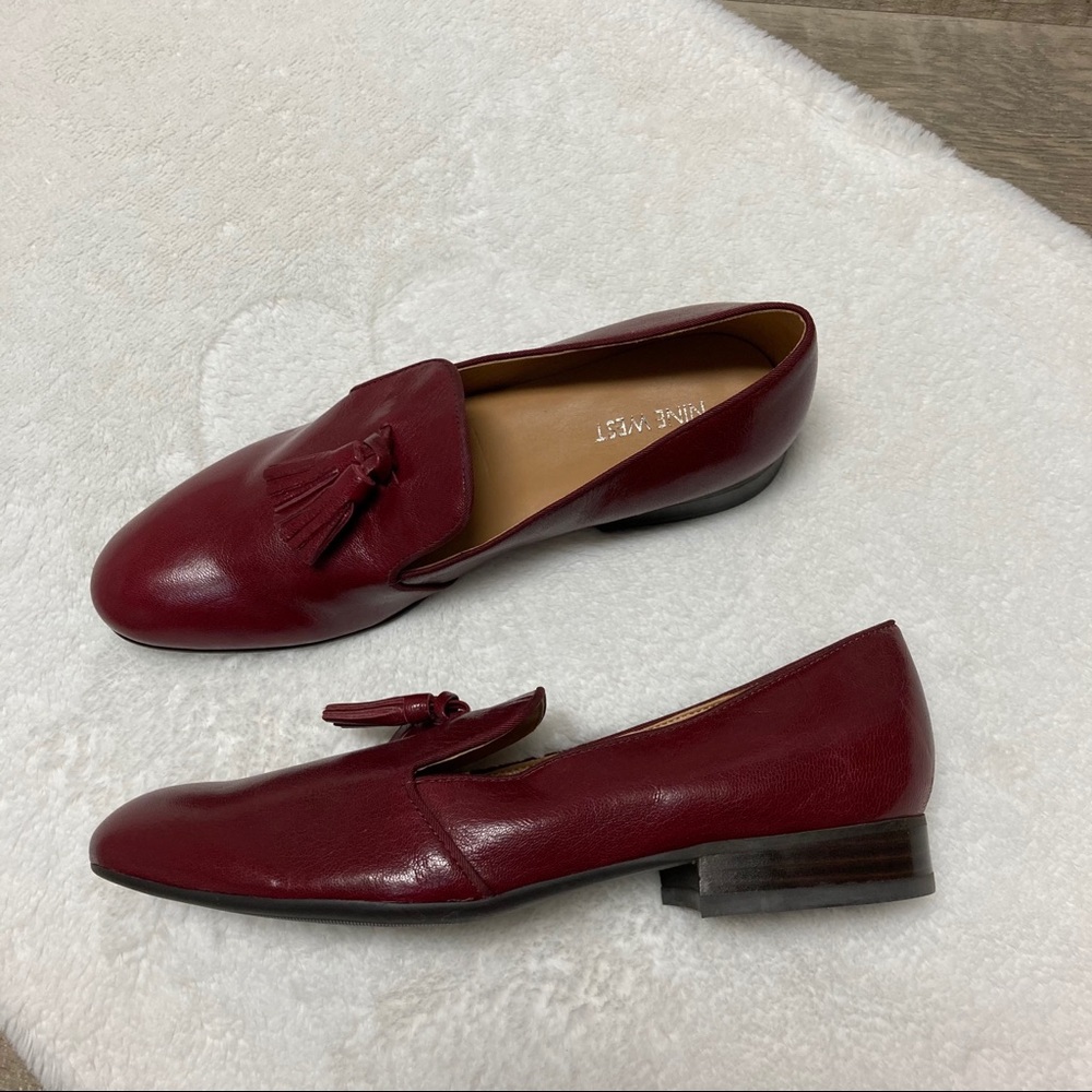 Nine West leather Ciaobella tassel loafer slip on shoes